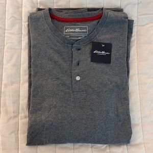 Eddie Bauer Charcoal Long Sleeve Henley - Size Large